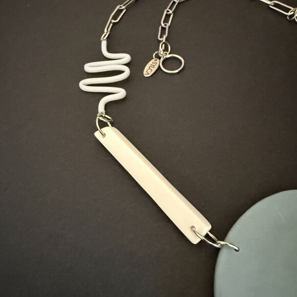 NWT Sylca Handmade Contemporary Art to Wear Reclaimed Materials Pendant - Picture 7 of 13